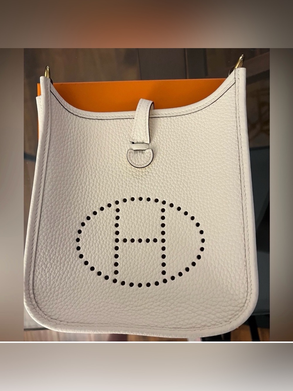 Evelyne Amazone 16 Nata/White/ Blanc Taurillon Leather Cross Body
Bag NO STRAP